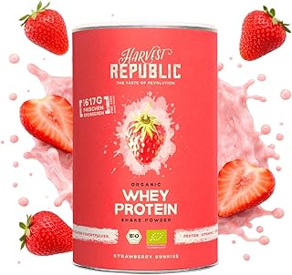 HARVEST REPUBLIC Bio Whey Erdbeere mit 100% echtem Fruchtpulver