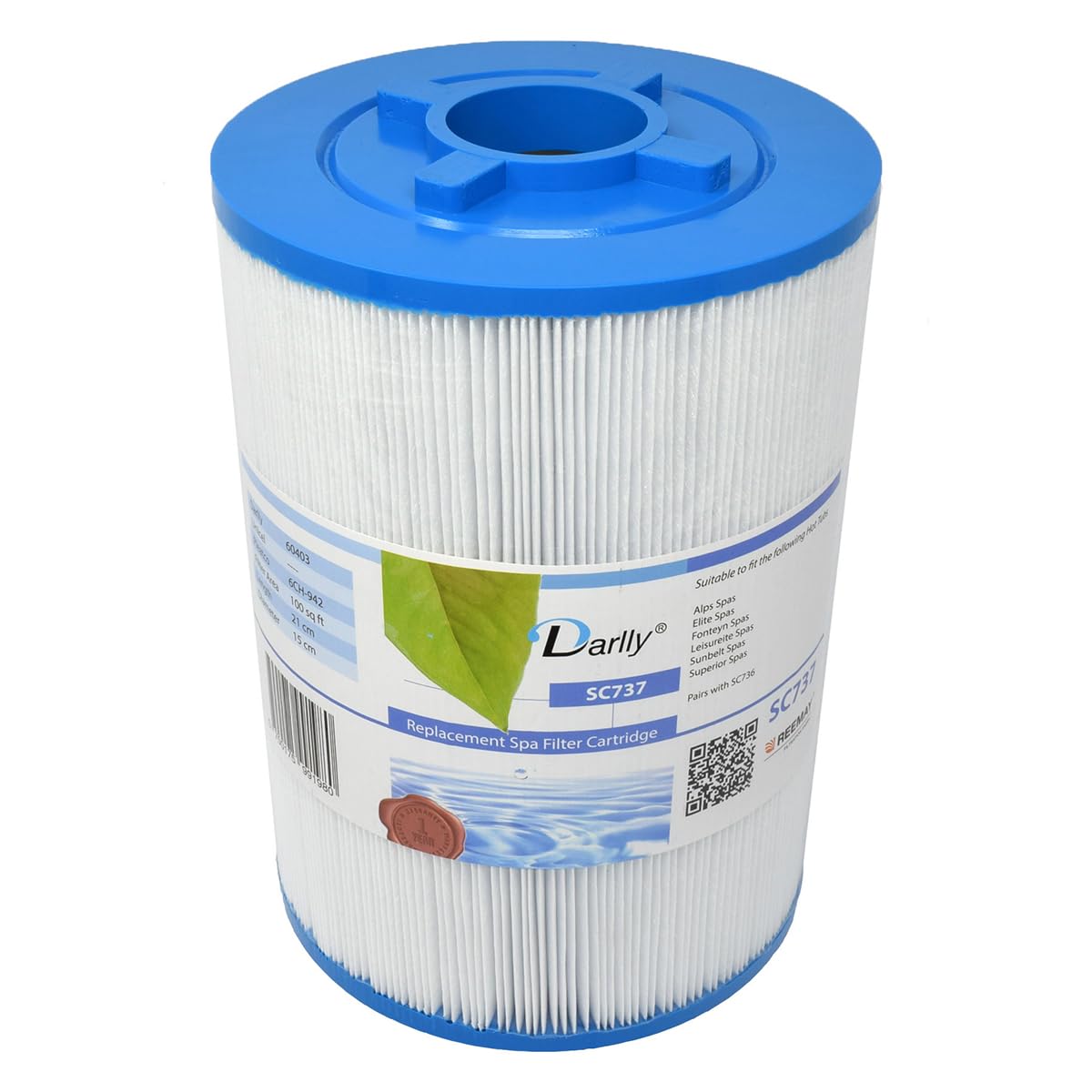 Darlly Spa Filter SC737 replaces 6CH-942, PWW100-ST hot tub filter (Bottom)