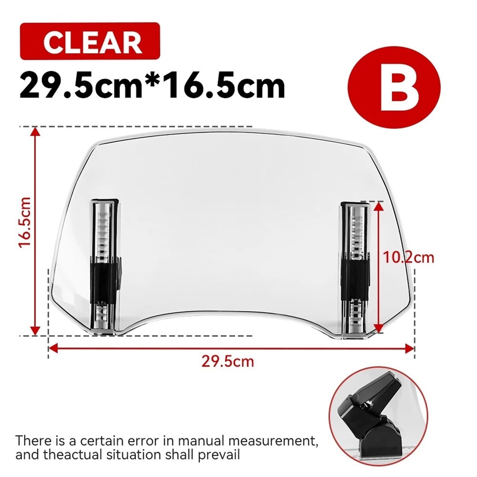 Parabrezza Deflettore aria per parabrezza universale Risen Clip On per moto BMW R1200GS XADV Tmax Scooter(Large Clear A)
