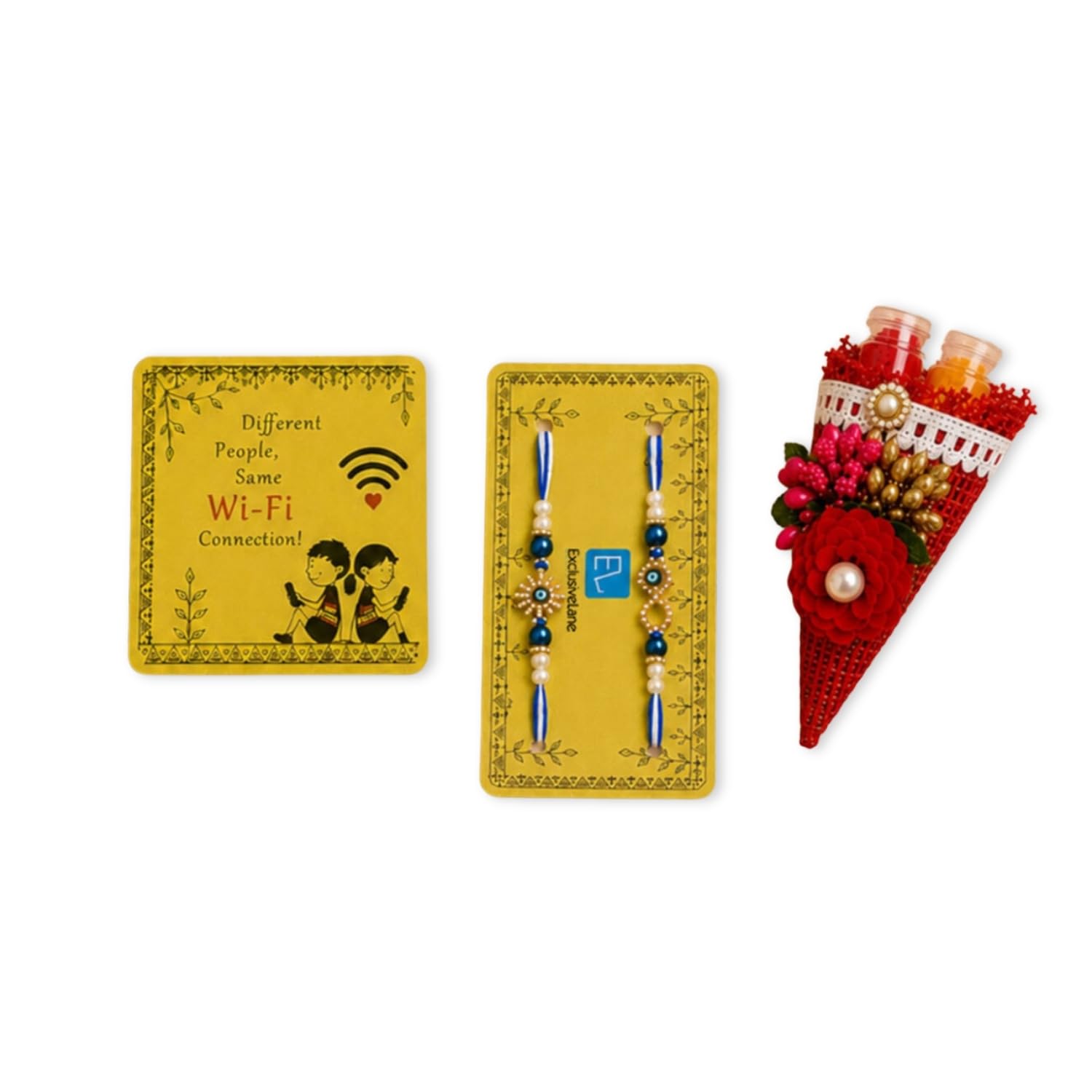exclusivelane Threads of Love' Sacred Bond Rakhi with Roli Chawal & Fridge Magnet | Hand-crafted Designer Raksha Bandhan Gift Set for Bhaiya | Traditional Rakhi Thali Combo-picture-41