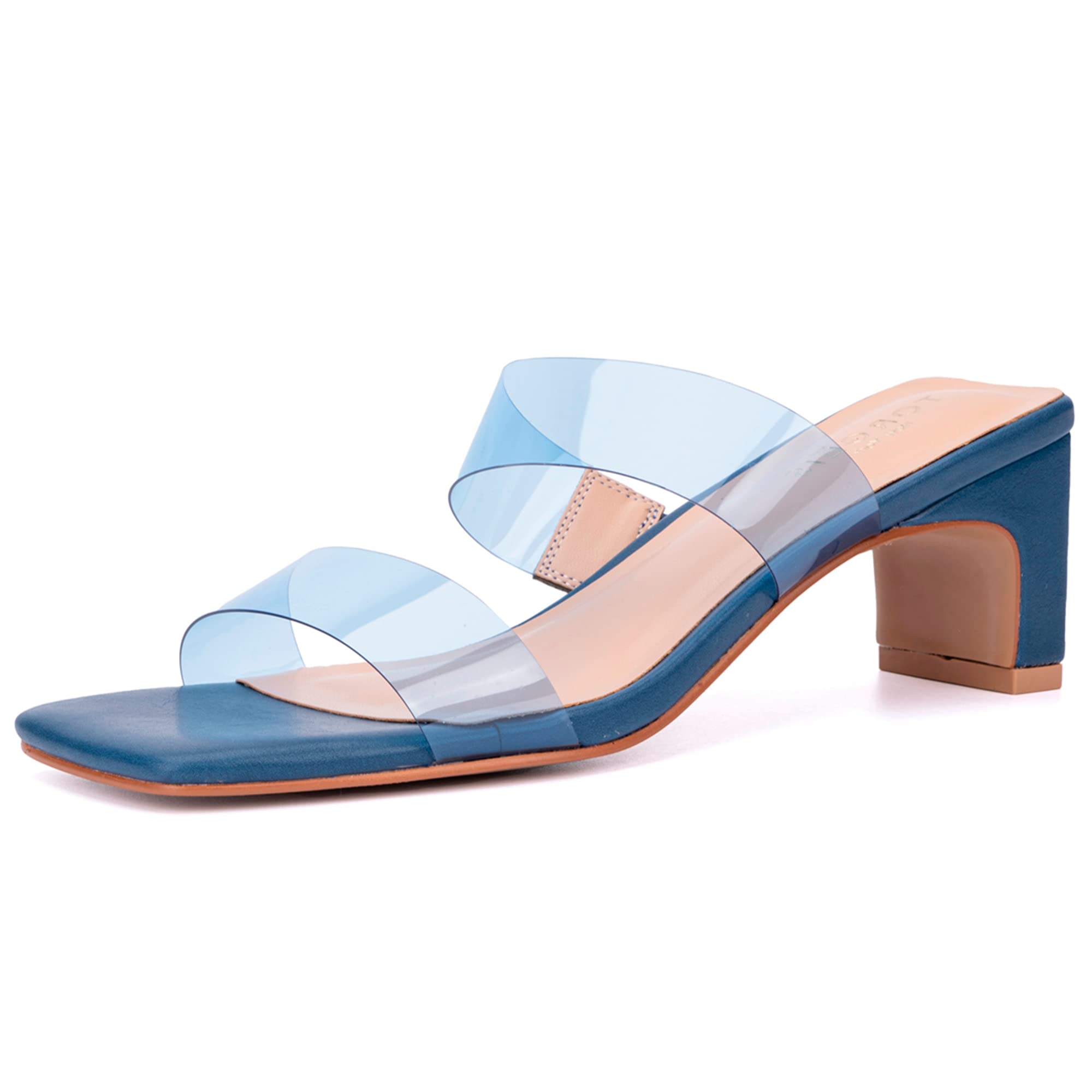 VINTAGE FOUNDRY CO. EST. 2014TORGEIS Women's Slip-On Slide Heeled Mule Sandals Heels, Square Toe, Rubber Outsole