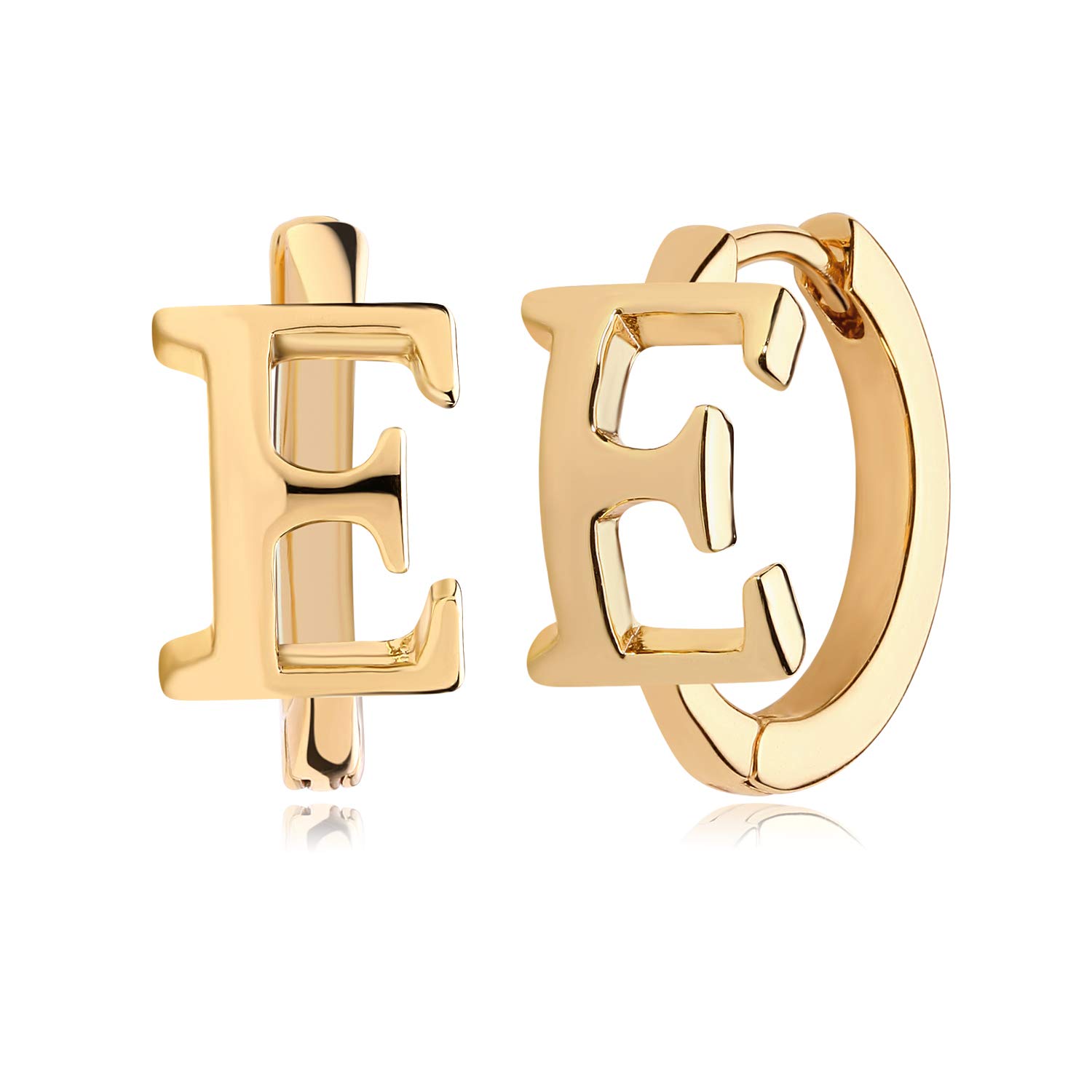 Myears Gold Initial Hoop Earrings for Women 14K Gold Plated Huggie Hoop Earrings Dainty Small Letter Personalized Monogram Jewelry Hypoallergenic