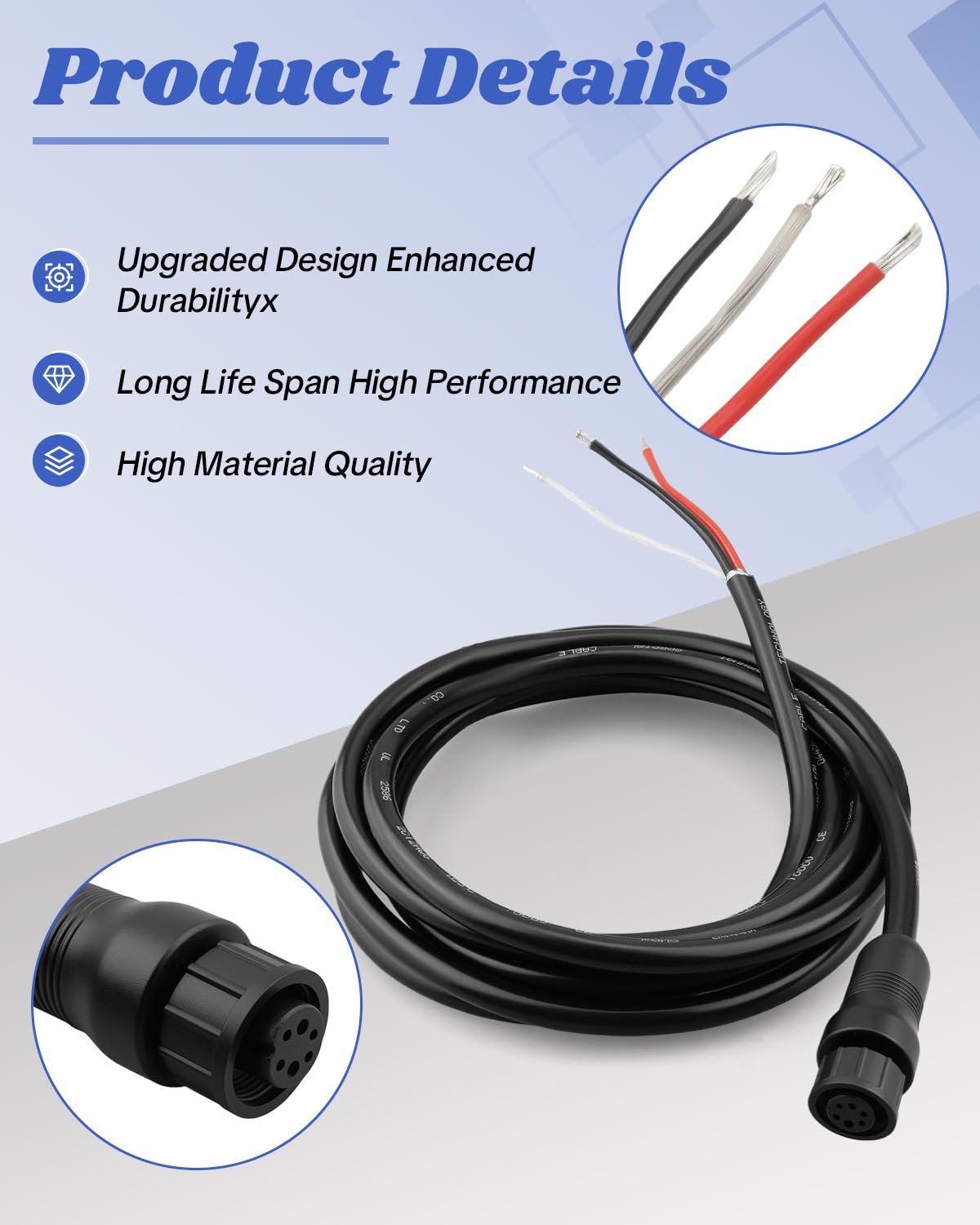 Cable de alimentación PC 13 apto para modelos Humminbird APEX/modelos XPLORE/MEGA Live Imaging/MEGA Live Imaging TargetLock de 10 pies