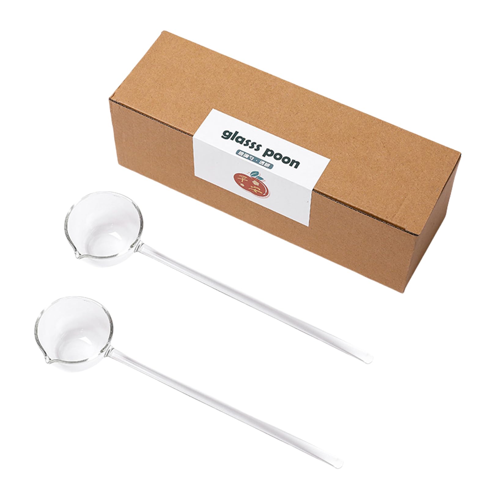 Tsophreniq 2Pieces Clear Glass Ladles Soap Spoon for Serving Soups and Mixing Drink At Parties Glass Spoon