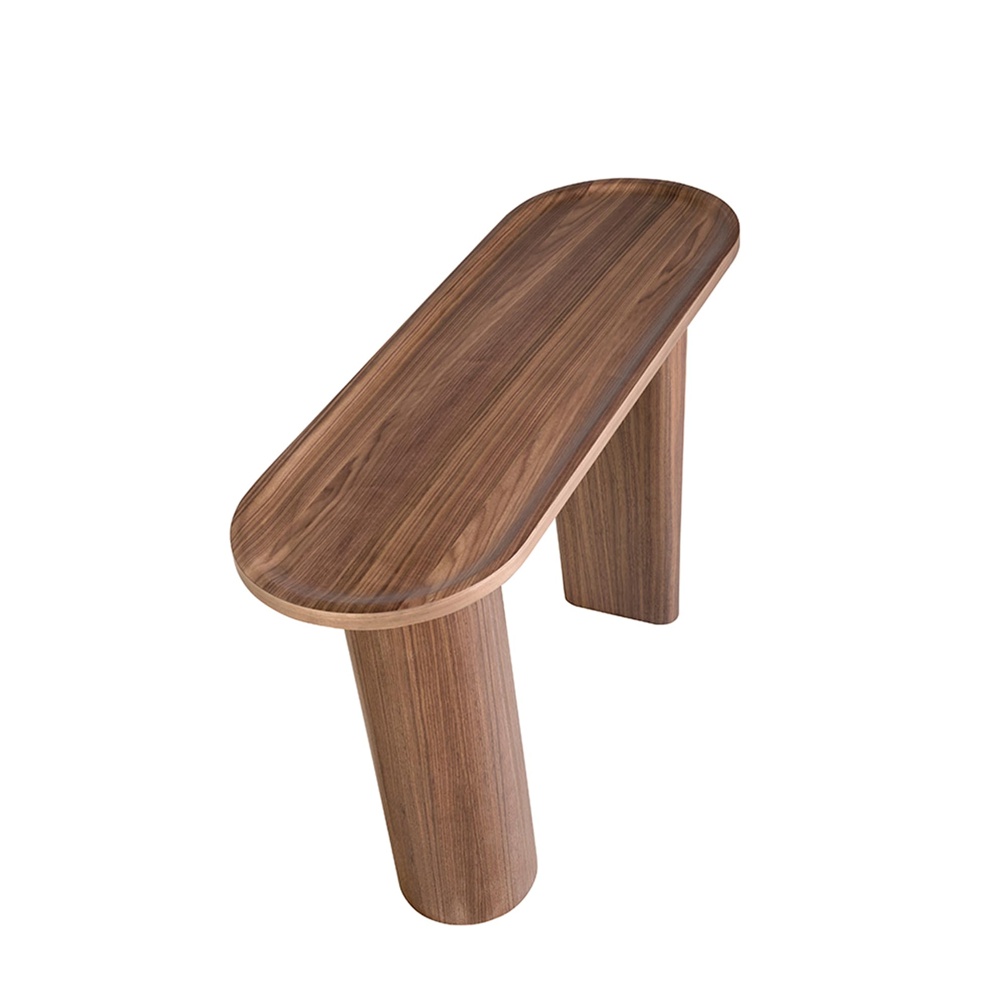 Ángel Cerdá – Halbspitzige Ovale Konsole – Natürliches Walnussfurnierholz – Modernes und Elegantes Design – Wohnzimmermöbel – Beistelltisch – Flurmöbel – Eingangstisch – Ø120 X 40 X 76 cm