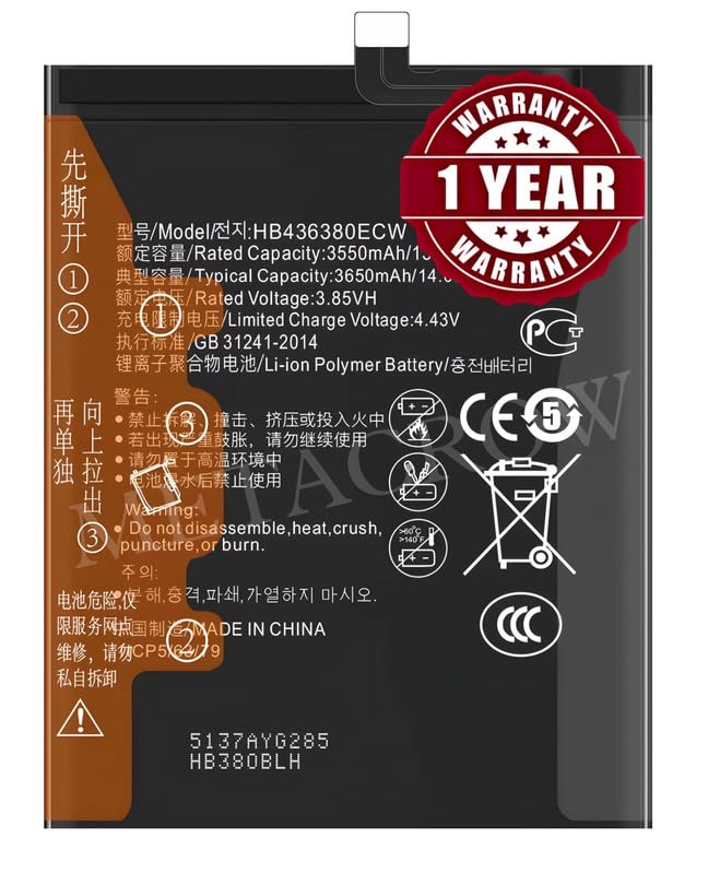 Image of Original HB436380ECW Battery Compatible with Huawei P30 - (3650mAh) - 1 Year Warranty BC46