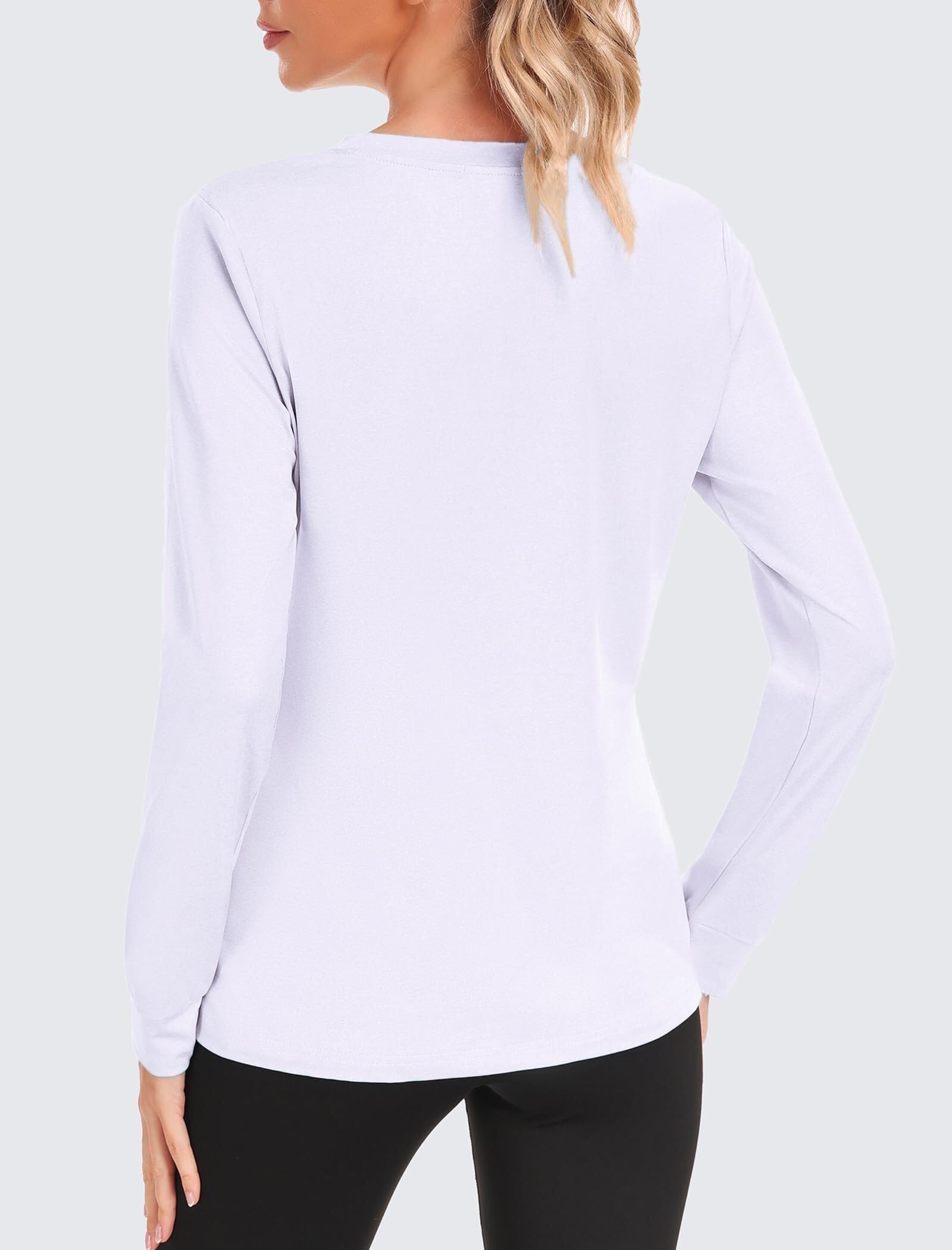 Vantor Damskie koszulki na siłownię T-shirt sportowy z długim rękawem UPF 50+ Ochrona UV Top do jogi do biegania Topy z okrągłym dekoltem Luźny krój do ćwiczeń