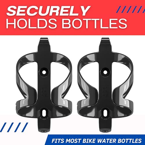 Vista 22 de Bike Water Bottle Holder & Bottle Combo – 2-Pack 22 oz Sports Squeeze Bottles with Pull Top Cap & Easy-Install Bike Cage – Made in USA – 50 Strong