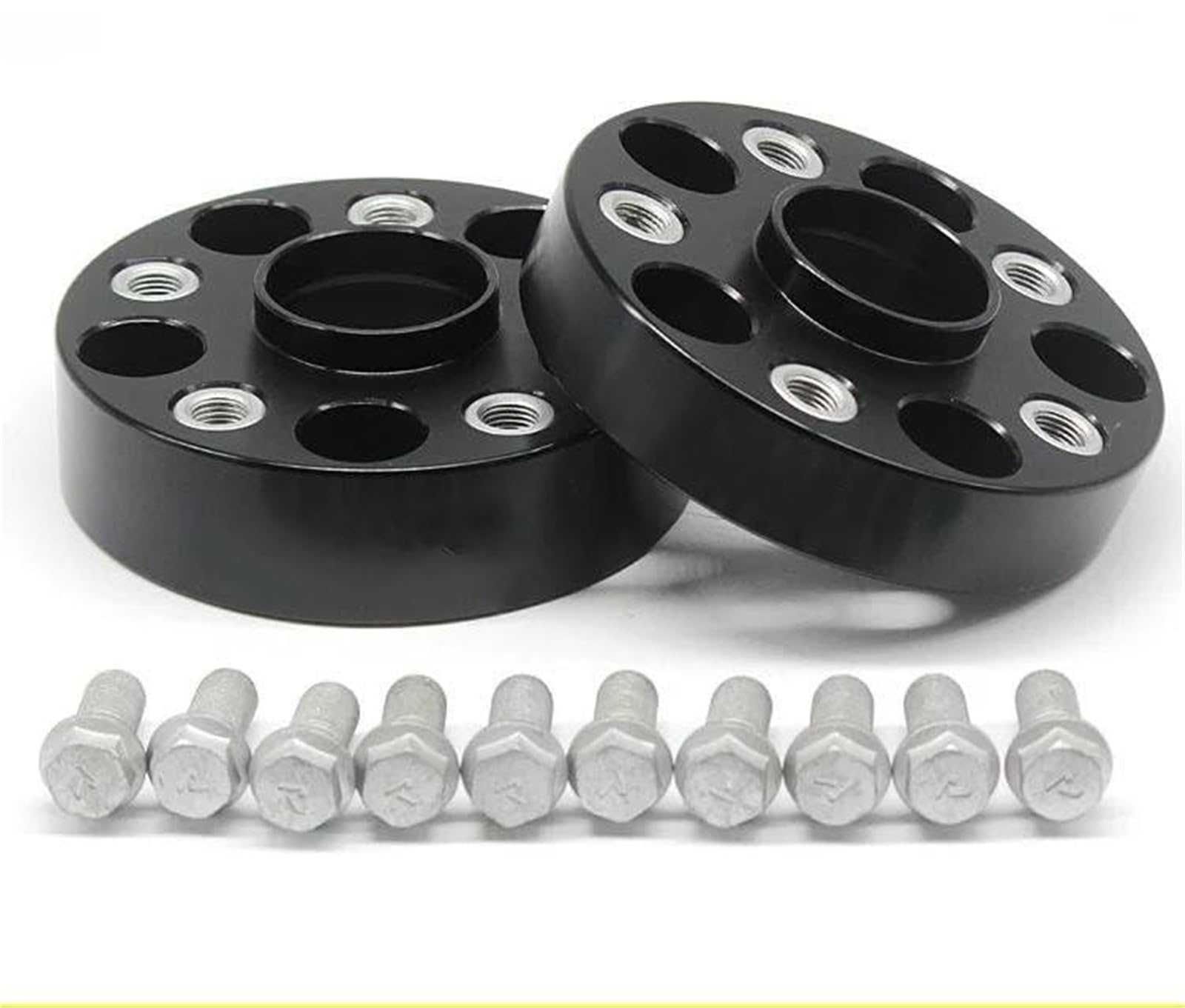 Dystanse 2 sztuki 20/25/30/35/40/45/50 mm, kute aluminiowe dystanse kół samochodowych 6061-T6, do PCD 5x112 57,1 adapter koła, VW, podkładki Dystans do kół(BLACK 45MM)