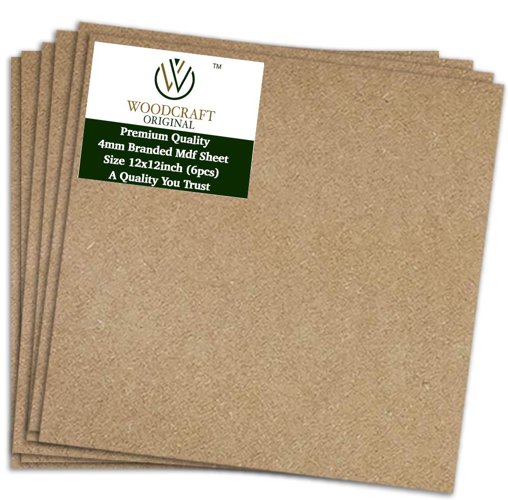 Woodcraft OriginalMDF Boards for Art and Craft 12x12inch Board 3.5mm Thickness 6pc