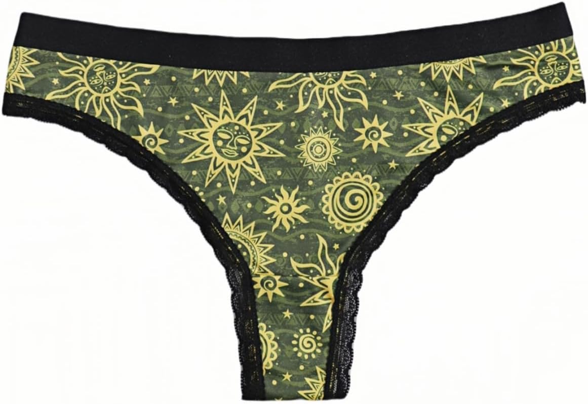 Morvia Variety of Panties Thongs Sexy Cute Chic Gothic Contrast Lace Halloween Skulls Stars Inspired Print Random Underwear - Image 6