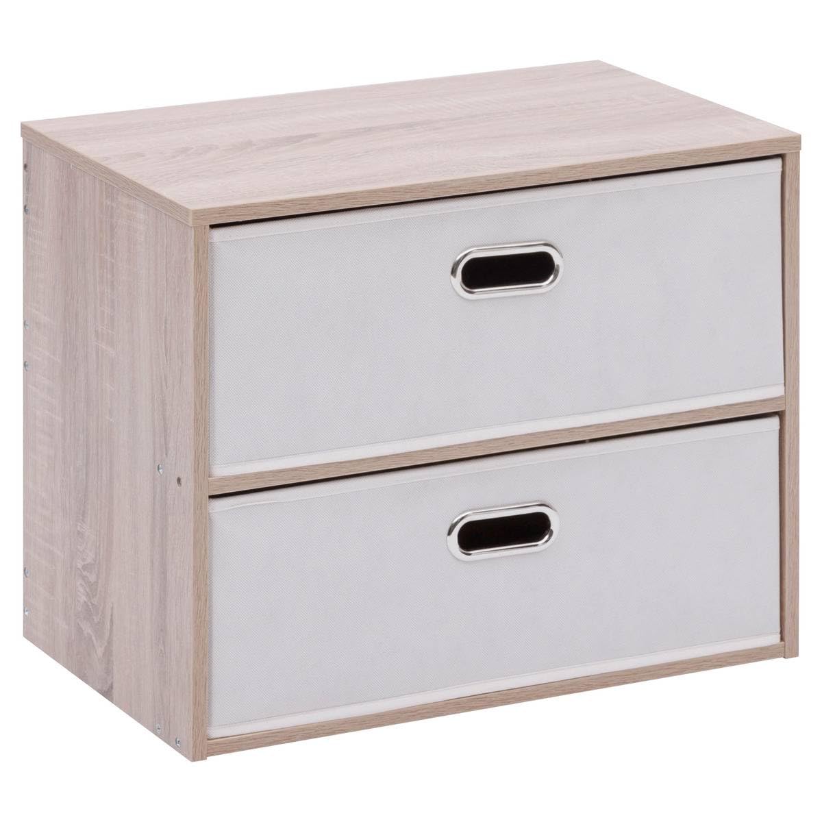 5 five simply smart 5Five - Cassettiera beige in fibra di legno - 2 cassetti - 50x30x40 cm - Mobile contenitore funzionale, ideale per organizzare la camera da letto.