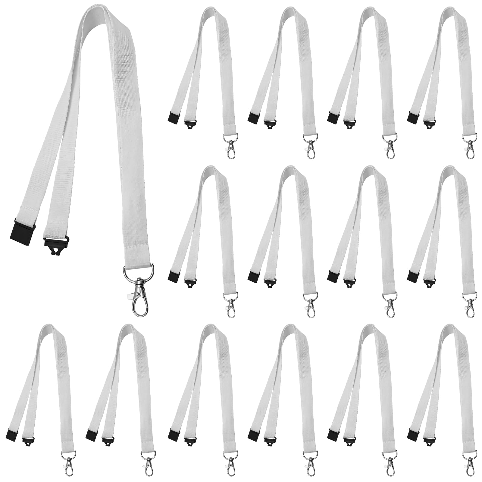 Calolin 30 Pcs Sublimation Lanyard Blank, White Polyester ID Badge Lanyards (0.78"x39") with Safety Breakaway Clip & Metal Swivel Hook, Heat Transfer Ready Neck Straps for Employee Badge - Image 2