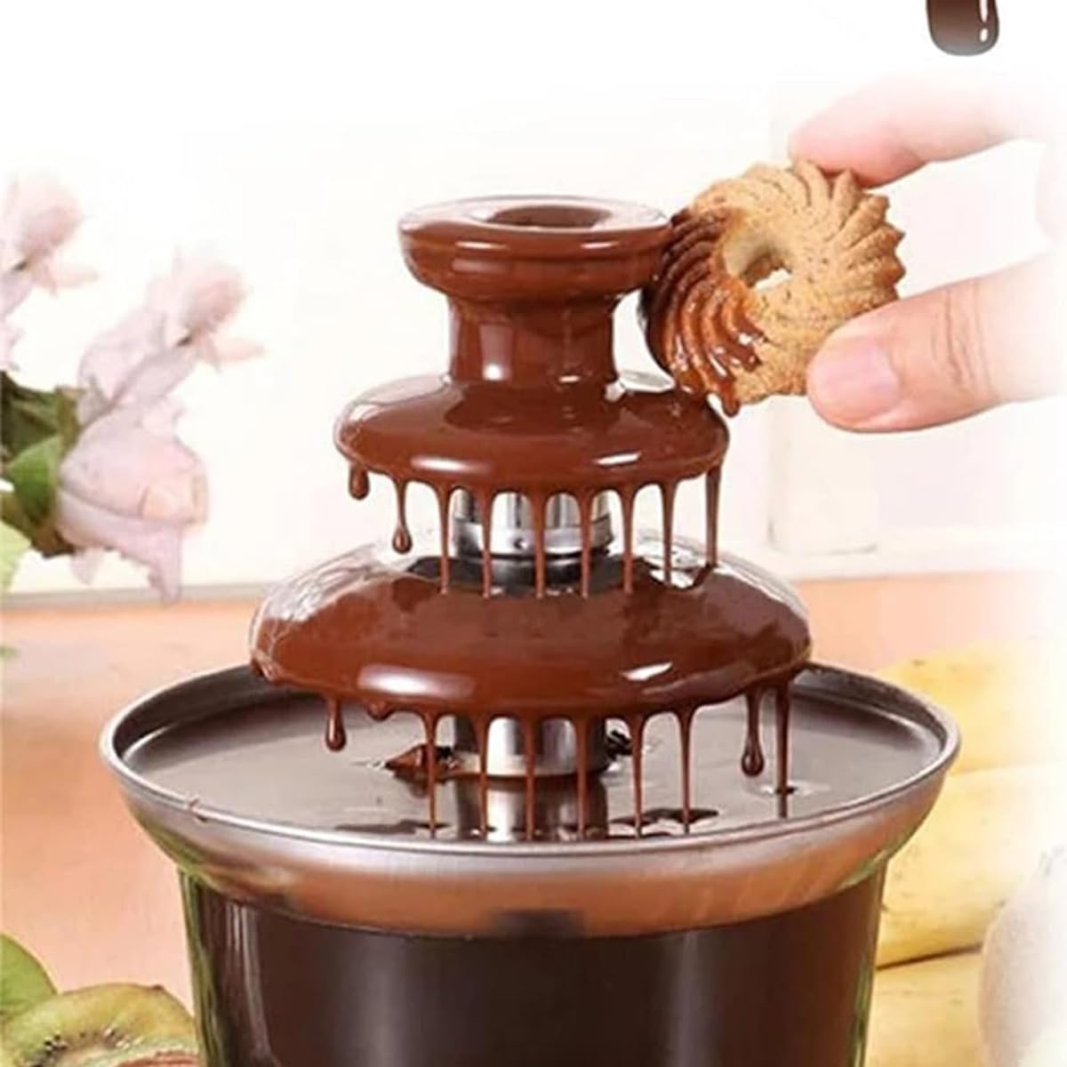 Enwye 3-stufiger Schokoladenbrunnen Edelstahl - 200ml Kapazität Für Partys & Events