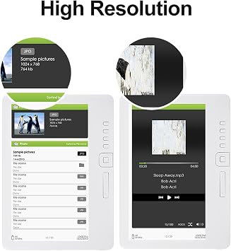 CCYLEZ E Reader 7 Inch Portable TFT LCD, 16:9 Screen E Book Reader with Screen Protector Protective Case Earphones (16G)