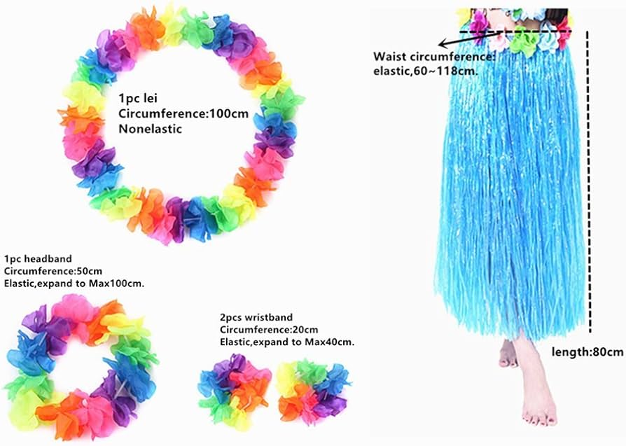 Amazon.com: Hawaii Dancing Hula Set Grass Skirt Adult Costume Suit