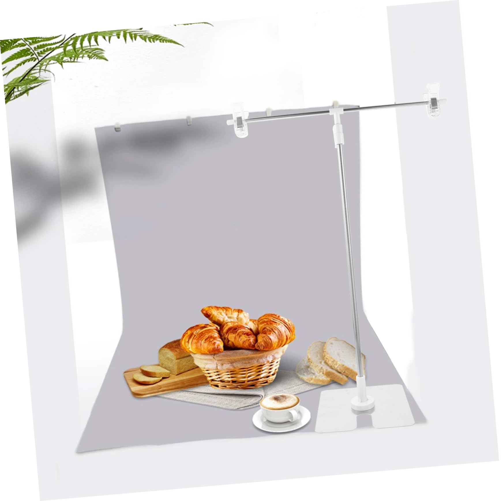 Soporte de Fondo de Mesa Ajustable en T de Acero Inoxidable Blanco