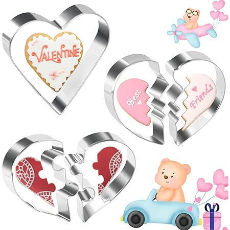 Crethinkaty 5PCS Heart Cookie Cutter Set,Stainless Steel Cookie Cutter,Valentine's Day Cookie Cutters-Biscuit Cutters Baking for Wedding Birthday Cake Decorations Accessories