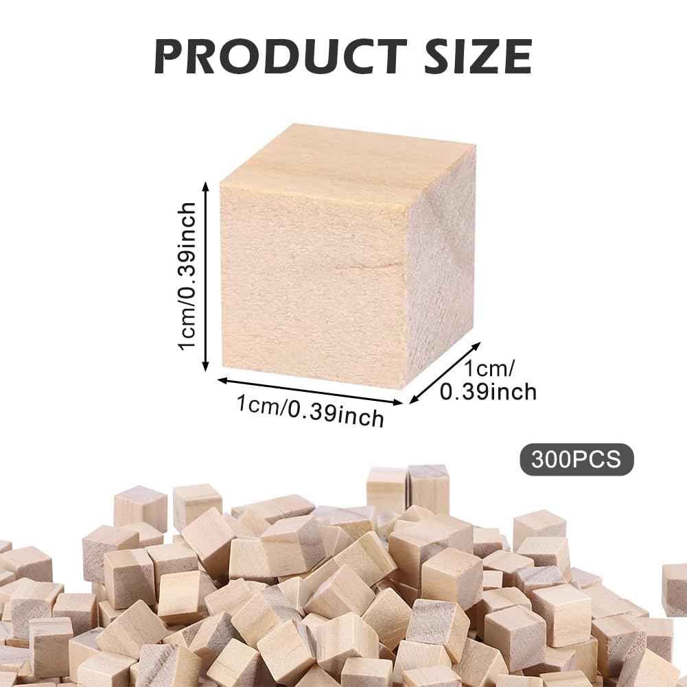 300 Pcs Small Wooden Cubes, 1cm Wood Square Blocks Natural for Crafting Natural Square Wooden Blocks - Image 2