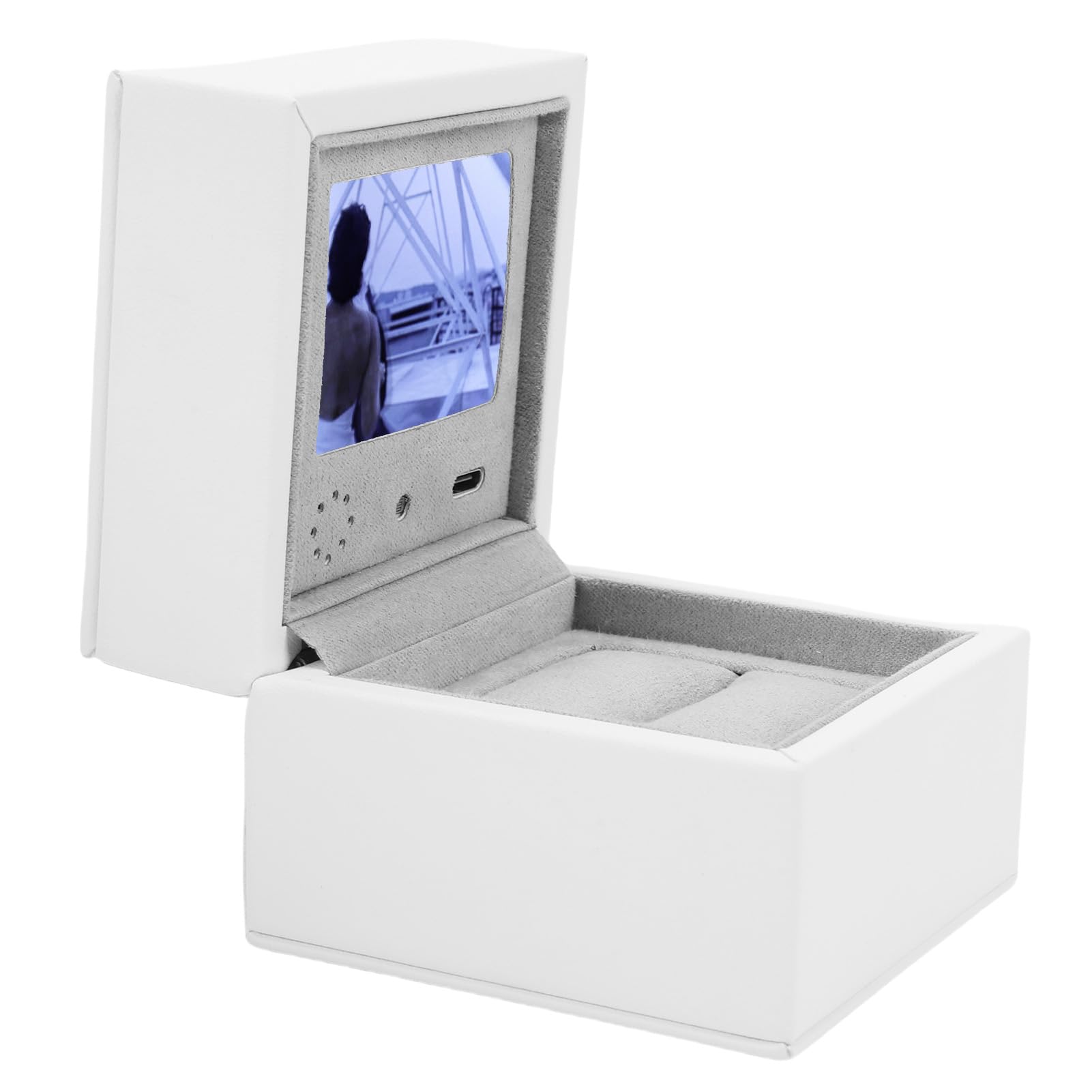 Drfeify Caja de compromiso con pantalla LCD con reproductor de vídeo, para una propuesta de boda inolvidable y aniversario, blanco