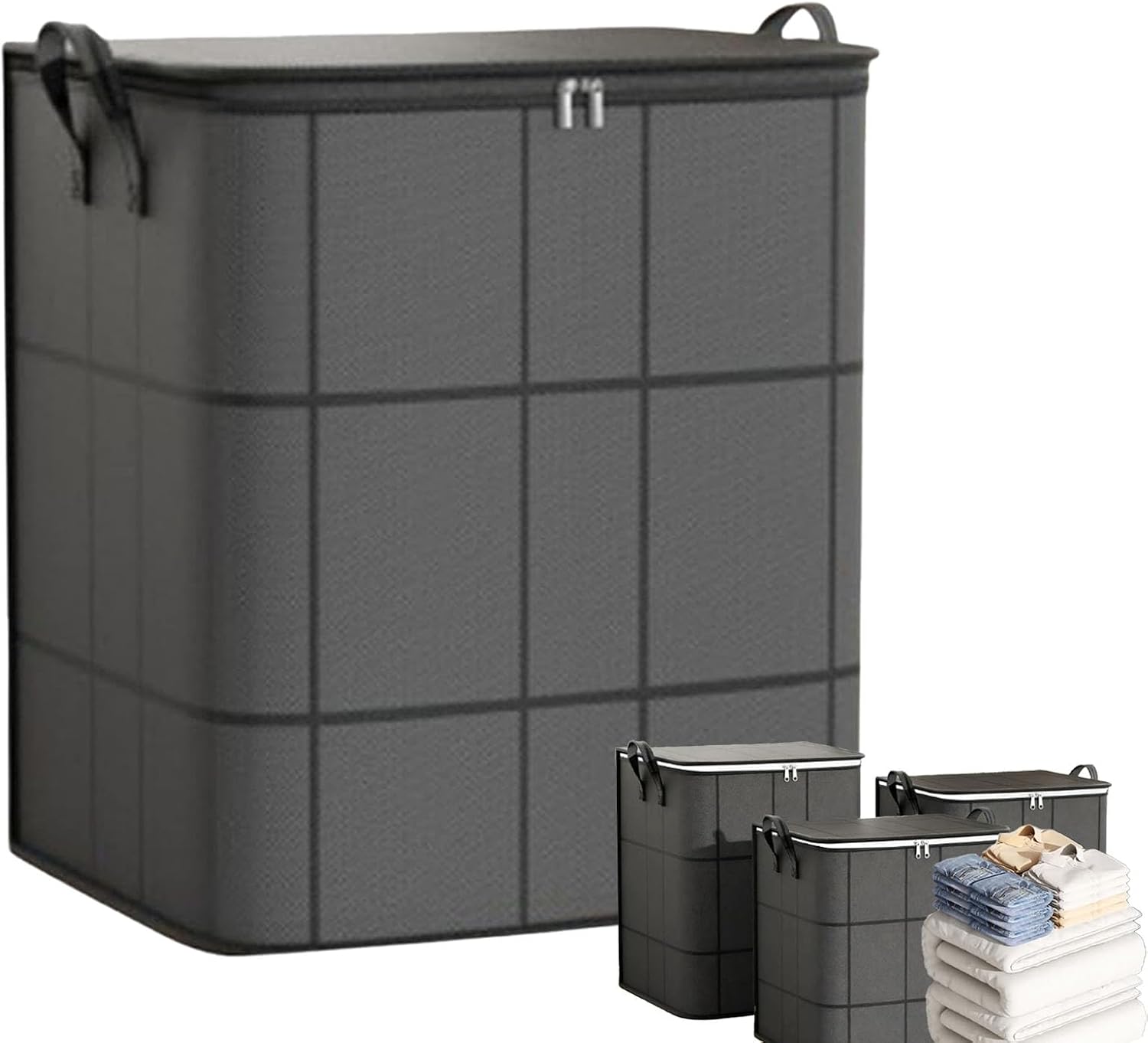 Foldable Dustproof Storage Bags With Zipper&Handles,Space-Saving,Waterproof Spacious Moving Storage Bin With Wheels For Quilts Bedding Moving Day (1-Pcs,L)