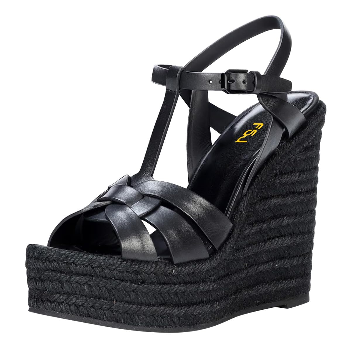 FSJ Women Elegant Open Toe Espadrille Platform Ankle Strap Wedge Sandals Woven Cutout Casual Strappy Shoes Size 4-16 US