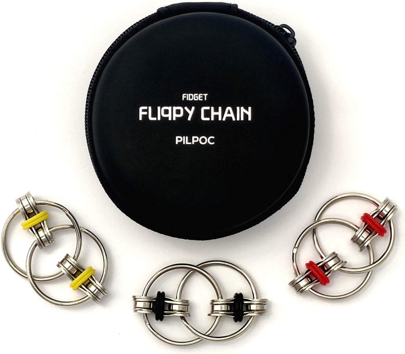 PILPOC Flippy Chain Fidget Toy, Fidget Roller for Stress Relief, Focus Improvement & Anxiety Reduction, Ideal for ADHD, Lightweight & Portable, Calming Sensory Tool with Key Ring Spinner
