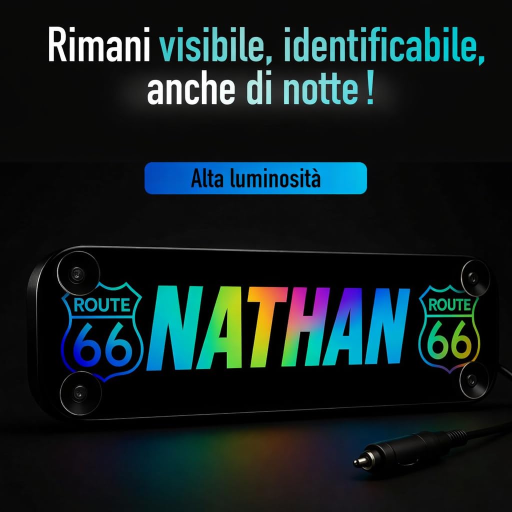Targa luminosa camion personalizzata 60 x 14cm STICK OLIVIER® illuminazione LED RGBW atmosfera musicale 5V 12V 24V USB targa camionista personalizzata [ Insegna luminosa personalizzabile ]