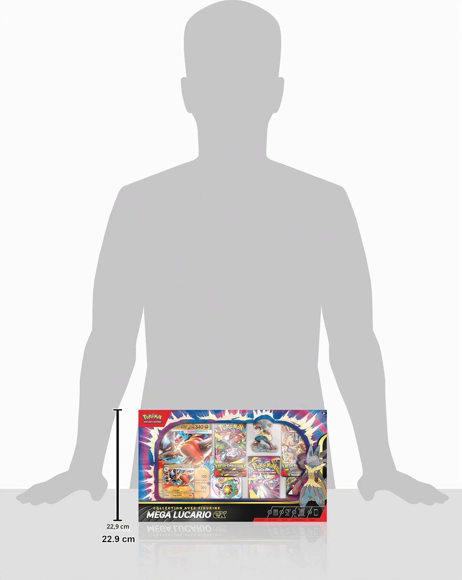 Pokémon : Collezione con statuetta Mega-Lucario-ex (1 carta promozionale lucida testurizzata, 1 carta promozionale di grandi dimensioni, 5 booster e 1 statuetta di Mega-Lucario) del GCC Pokémon