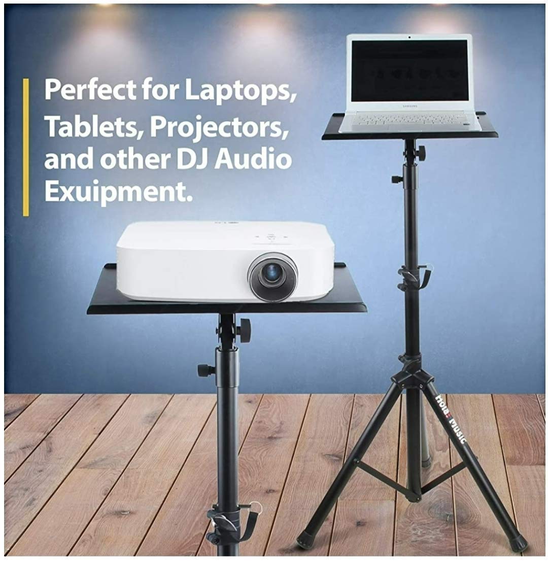 Audiovan Compact And Versatile Projector Stand Laptop Tripod Floor Stand Height 3 Feet to 6 Feet With Foldable Plate
