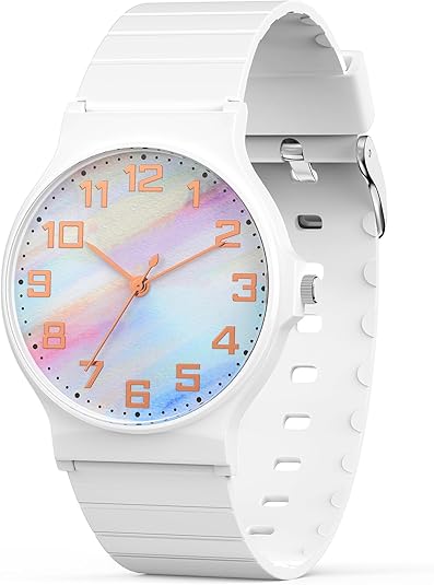 Edillas Kids Watch Analog for Girls Boys, 50M Waterproof Children Quartz SquareWristwatches for Kids, Students with Soft Silicone Strap, Easy to Read Learn time Presents