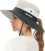 Womens Sun Hats Wide Brim UV Protection Mesh Foldable Ponytail Bucket Fishing Hat Beach Cap for Fishing Hiking Gardening