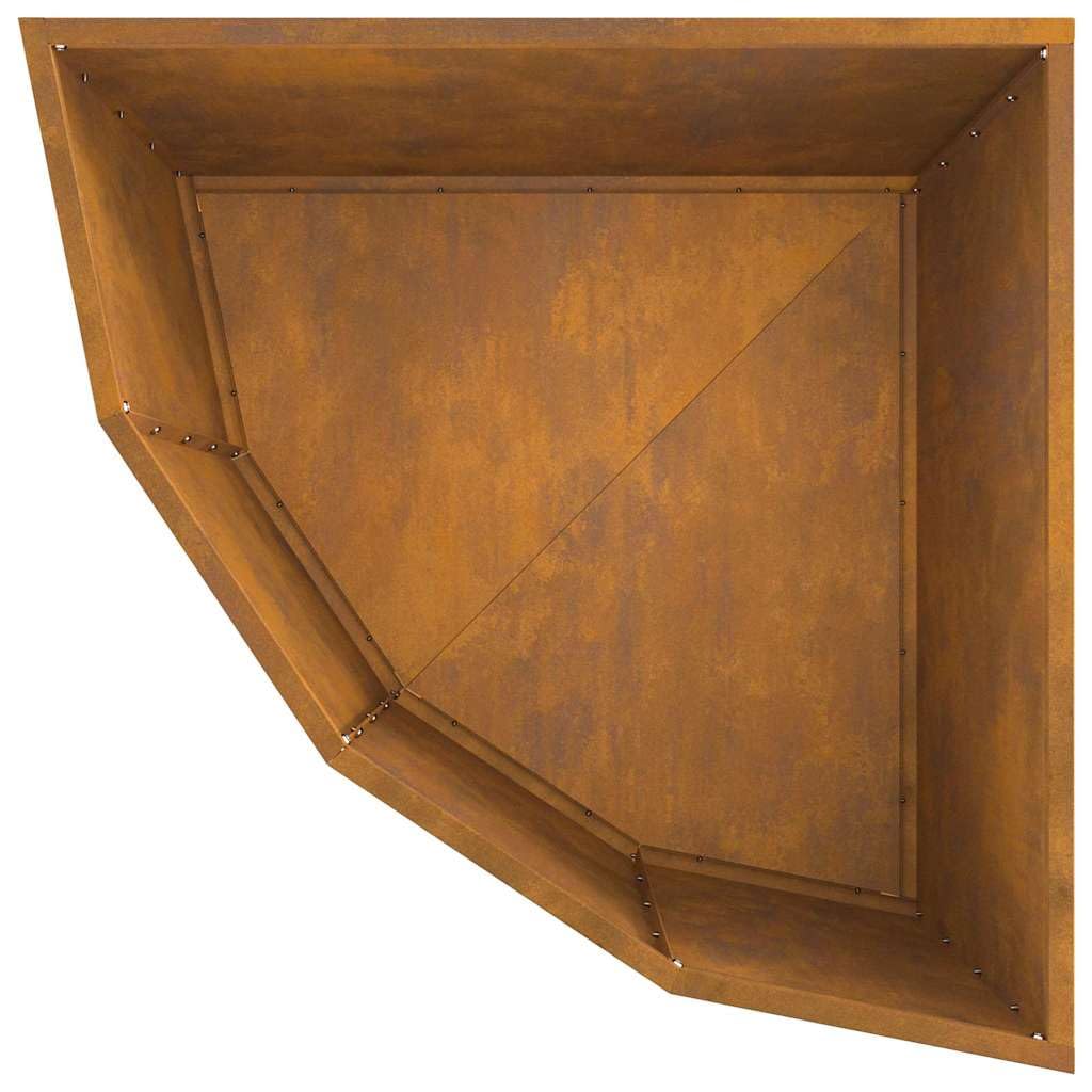 Roślina narożna, zardzewiała 60 x 60 x 50 cm, odporna na warunki atmosferyczne, wytrzymała metalowa grządka do ogrodu, na taras, do roślin outdoorowych, warzyw, duża