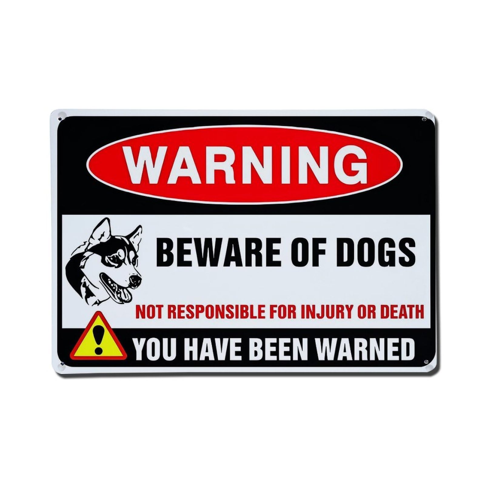 Warning Beware Of Dogs Sign Retro Metal Tin Sign, Vintage Metal Poster for Bar, Home, Man Cave, Kitchen, Laundry Room Art Decor 8x12 Inch