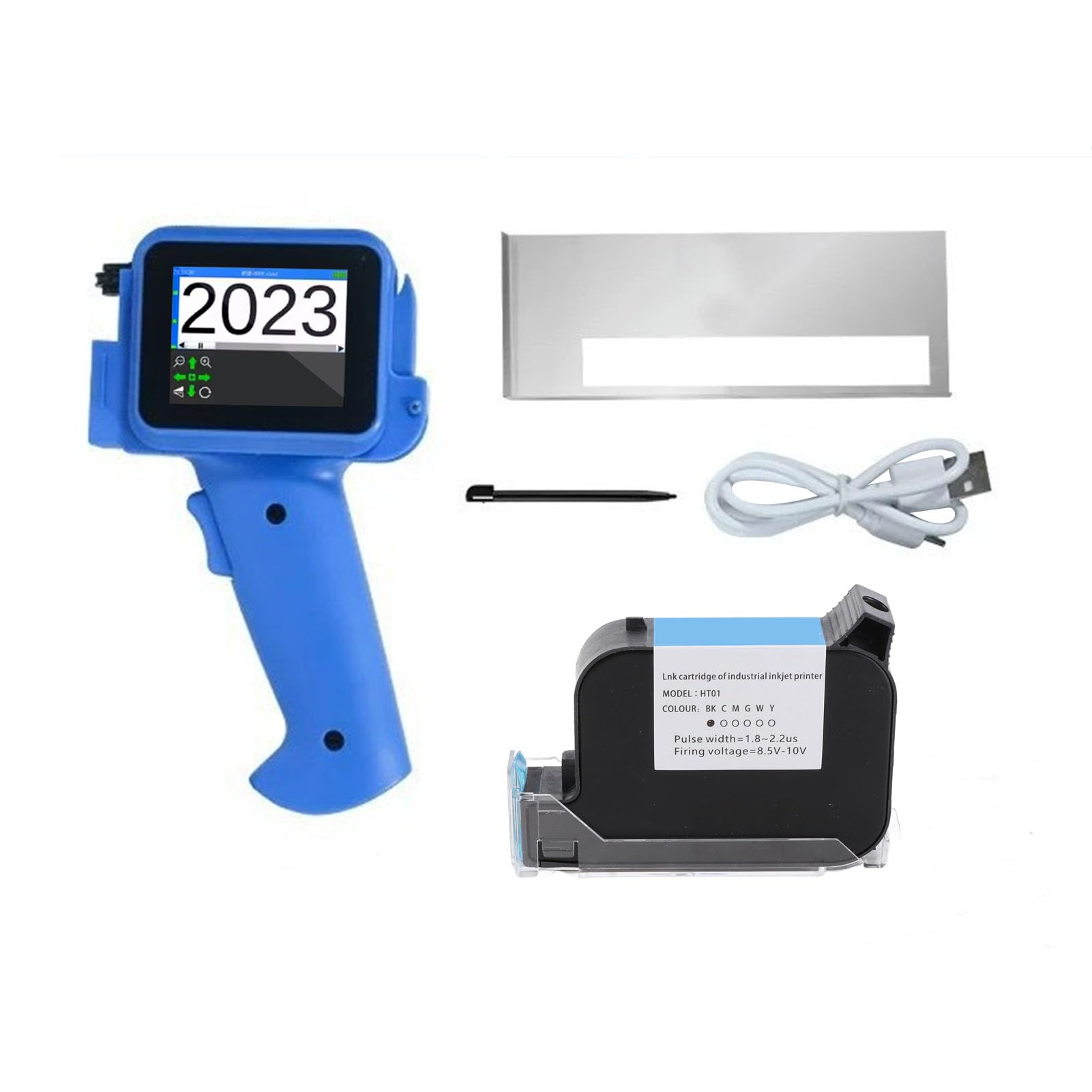 Hyuduo Impresora de Inyección de Tinta de 12.7 Mm con Pantalla Resistente Inteligente de 2.4 Pulgadas 600 DPI y Cartucho de Tinta Negra de 42 Ml para Cartón de Plástico de Cartón