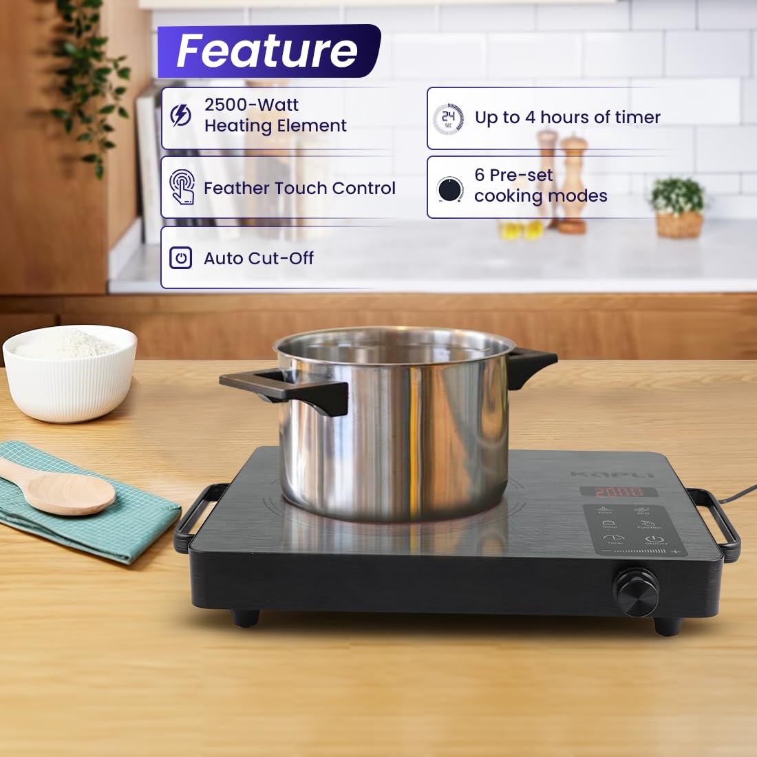 Kapli Premium Black Beauty 2500 Watt Infrared Induction Cooktop,Touch Panel |Use with All Utensils|1-year Warranty 10 61KiTndcEQL. SL1100