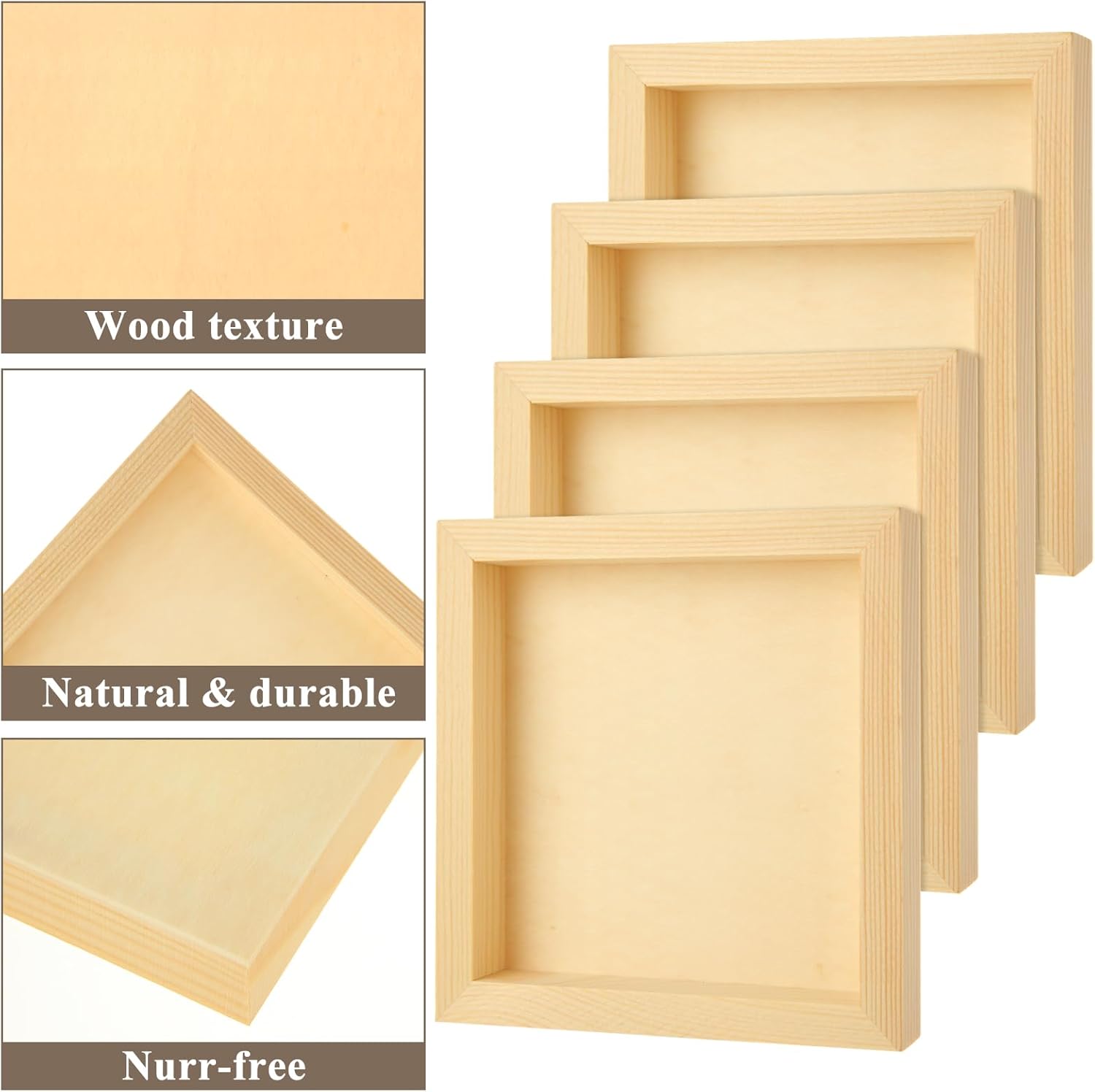 16Pcs Wood Panels for Painting, 6 x 6 Inch Unfinished Wood Canvas Boards, 3/4" Deep Cradle Painting Panel Boards for Drawing Pouring Wood Burning and DIY Arts Crafts Projects