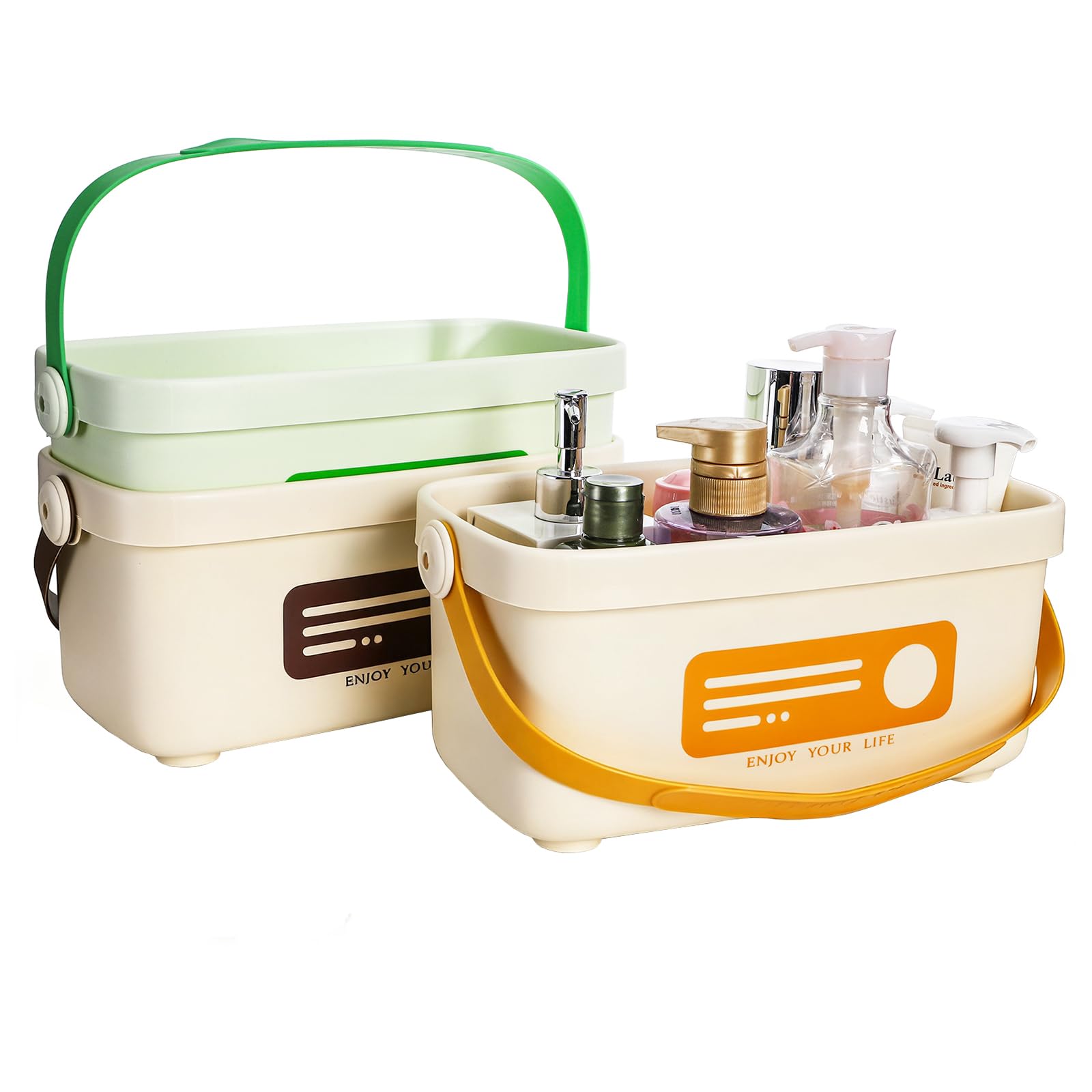 Frcctre 3 Pack Shower Caddy Basket with Handles Portable Plastic Tote Storage Basket Toiletry Organizer Bin for Bathroom
