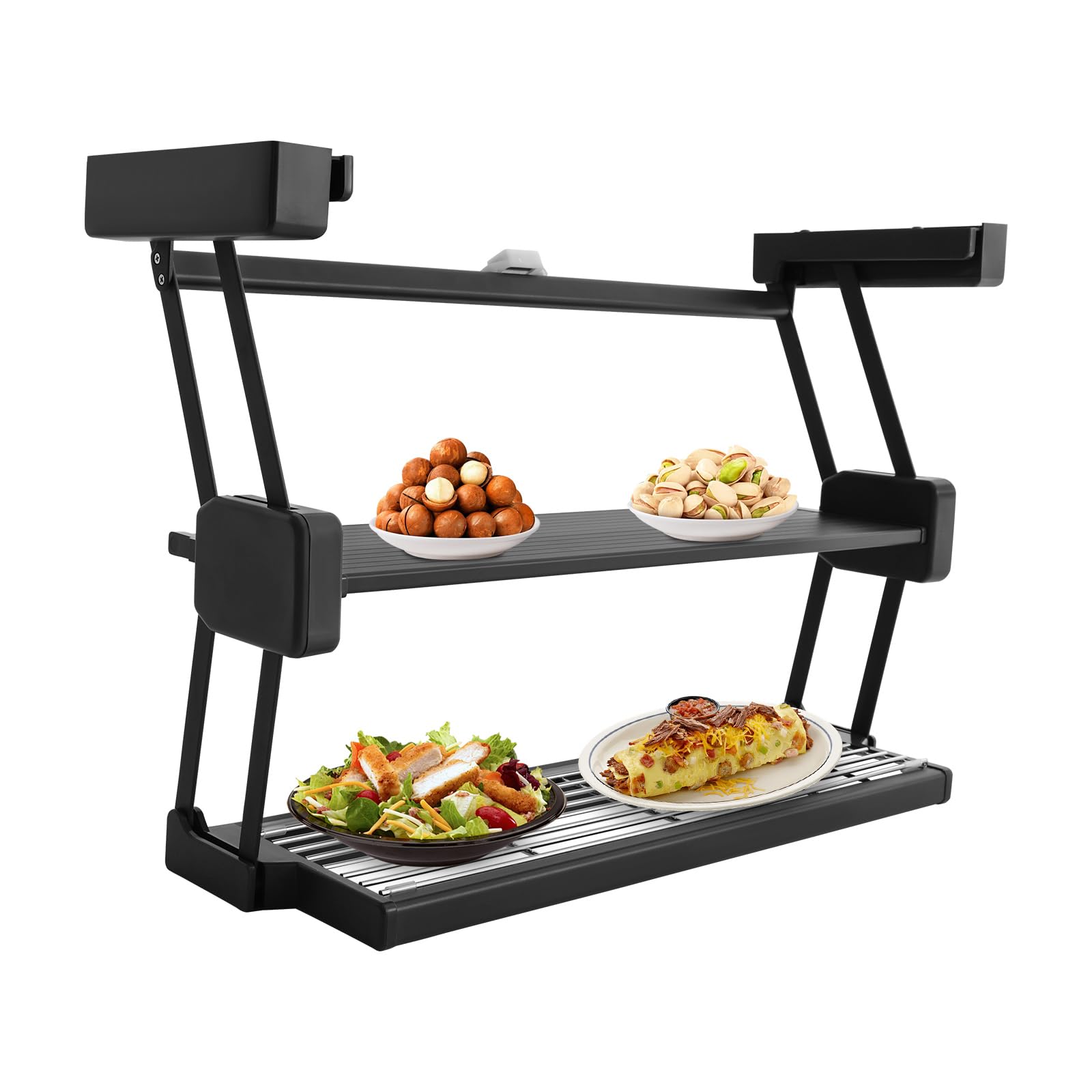 RoiVaaMLT 2 Tier Pull-Out Cabinet Organizer Drop Down Shelf Pull-Down Dish and Spice Rack System Inner Space Saving Plate for Kitchen Appliance Lift