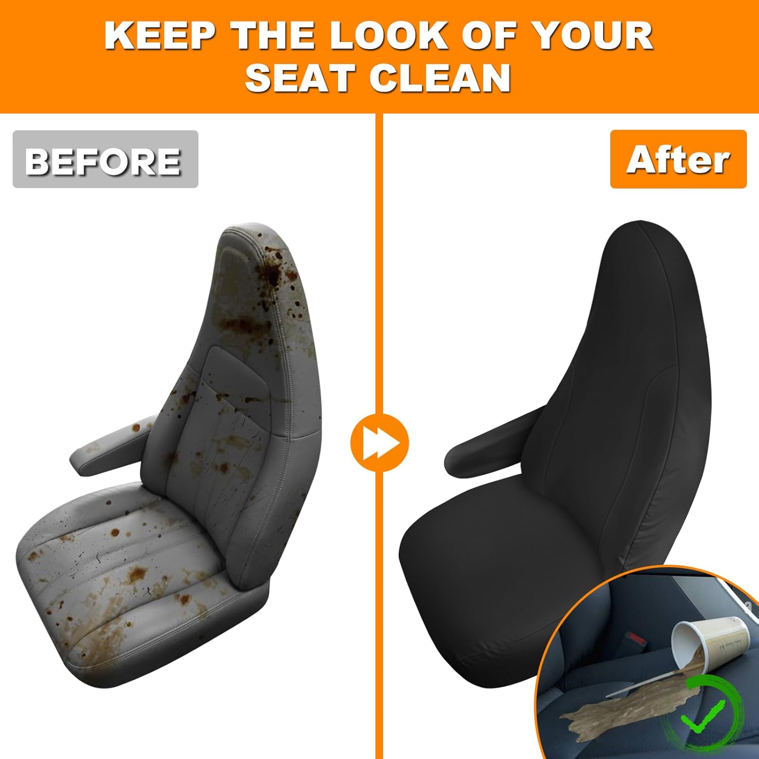 Seat Covers Compatible with 2010-2025 Chevy Express Front Bucket Seats with Opening for Grab Handle on Passenger Side Backrest, 600D Custom-Made Heavy Duty Seat Cover, NOT for RV Seats