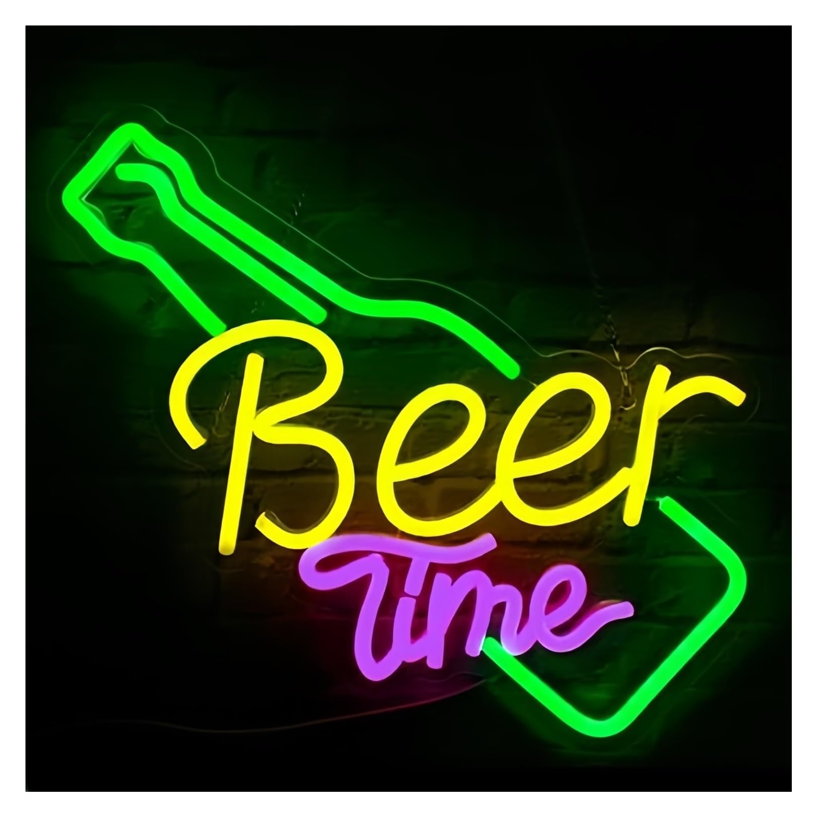 LEMST Signs Lamp Beer Time Neon Signs USB Powered, Lettera Neon Lights Suitable for Wall Decor Dimmable Night Lights 32cmx32cm