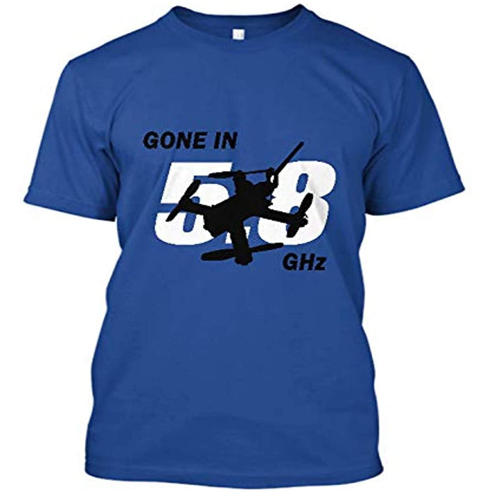 Michael Hamilton Gone in 5.8 Ghz FPV Quadcopter Mens T Shirt Multirotor Drone Qav250 Tee Size M Blue