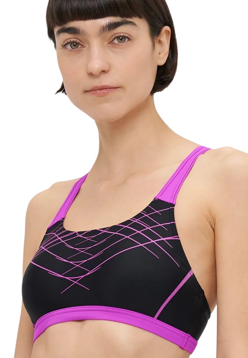 ARENA Costume Bikini 2 Pezzi A Fascia Donna Piscina Nuoto Proposal Nero Viola Taglia 44 ITA