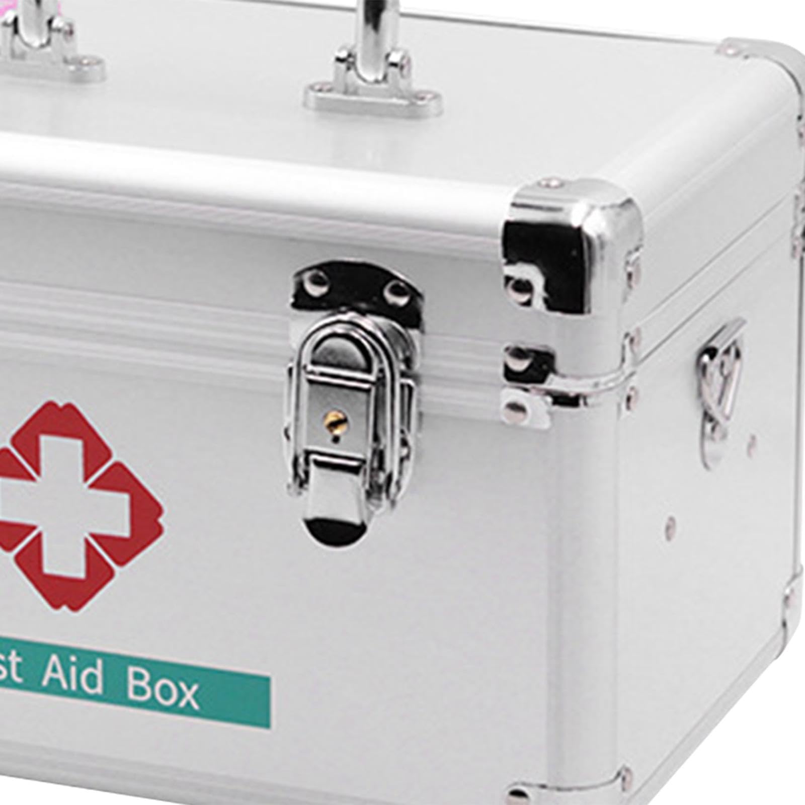 Botiquín de Portátil Caja de Almacenamiento Vacía con Correa Ajustable Cierre con Llave y Organización Interna Adecuada para Viajes, 31x20x19cm