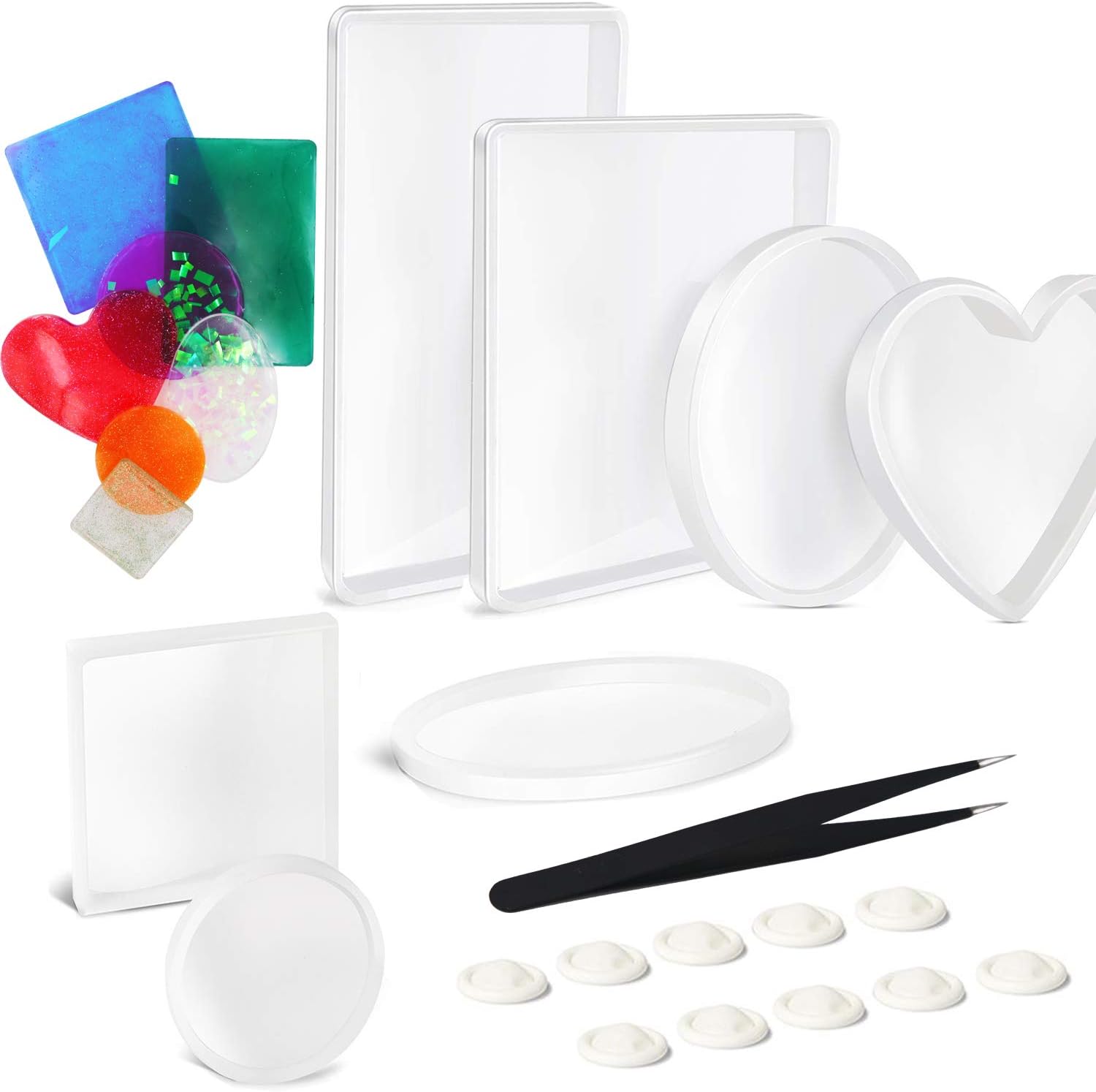 EuTengHao 18Pcs Silicone Resin Molds DIY Big Resin Casting Molds Kit