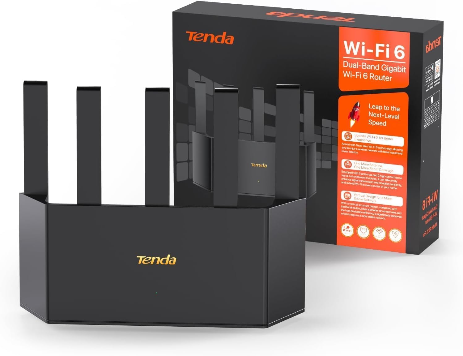 Tenda AX1500 WiFi 6 Router (RX2L Pro)- Smart Dual Band Gigabit WiFi Routers for Home, Vertical Design with 4 GE Ports, Long Range Coverage, VPN Support, WPA3, Easy Setup & Parental Controls