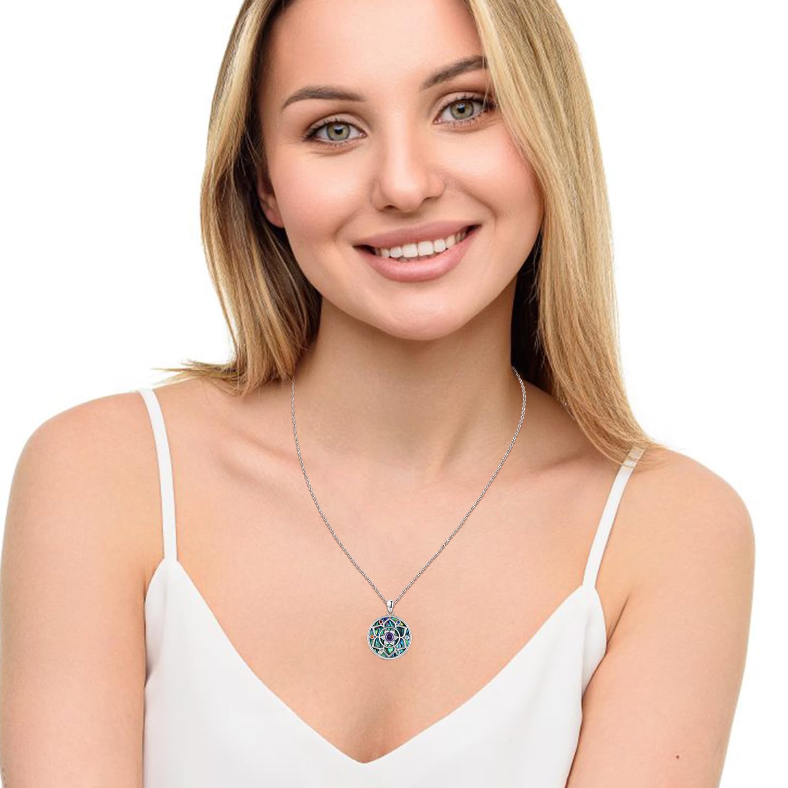 Midir&Etain Collares de chakra para mujer, plata de ley 925, colgante de loto, collar con colgante de loto, joyería espiritual de chakras, cumpleaños, San Valentín, yoga, regalos para novia, amantes