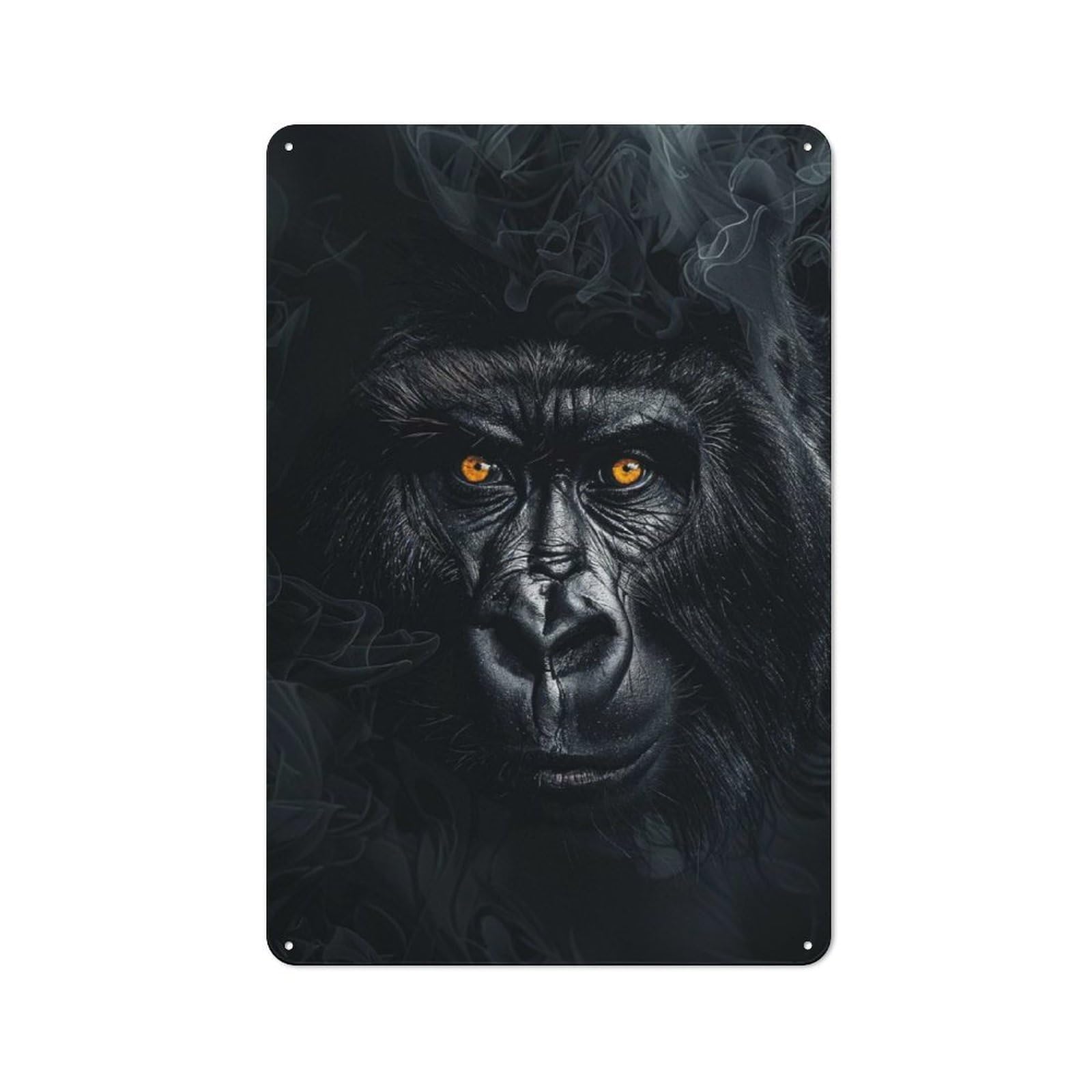 Junmoney Gorilla In Black Smoke Vintage Decorative Metal Plaque 30X20cm, Garden Room Wall Plaque For Shed, Garden Room, Porch Or Garage