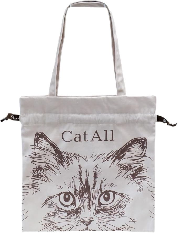 ハンドメイド　トートバッグ　巾着バッグ　おとぎの国の猫と仲間たち　ネイビー ハンドメイド トートバッグ 巾着バッグ おとぎの国の猫と仲間