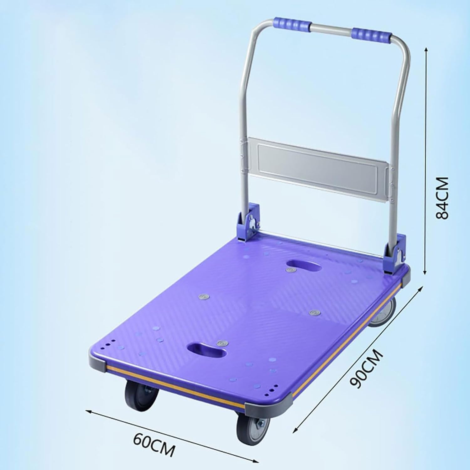 Składany wózek ręczny, wózek platformowy, płaski metalowy wózek ręczny, składana taczka, udźwig 330 kg, wózek z platformą, nowoczesny wózek transportowy (60 x 90 x 84 cm)